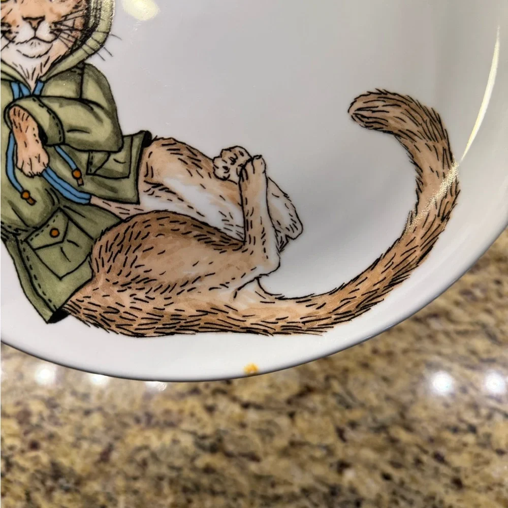 West elm dinner plate dapper animals, Rachel kozlowski, mountain lion Christmas